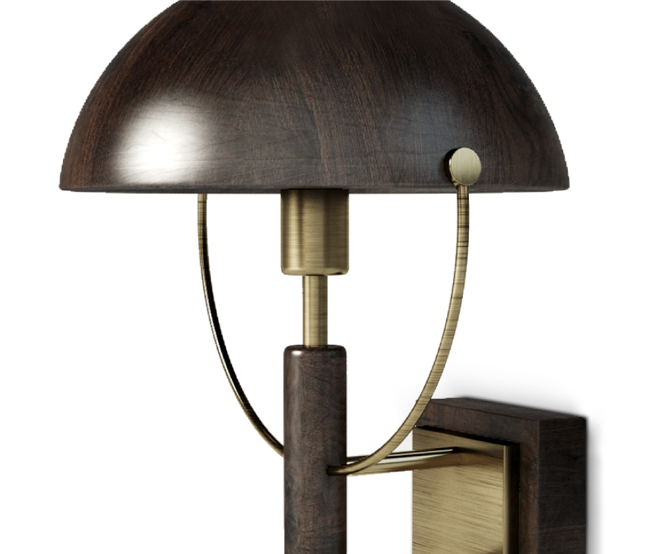 Faraday Wall Lamp in dark and smoked walnut wood