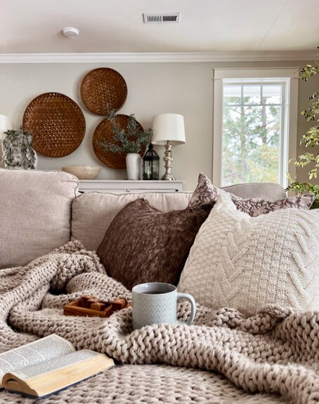 hygge interior design blankets