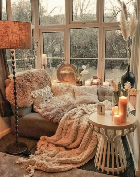 hygge interior style blankets