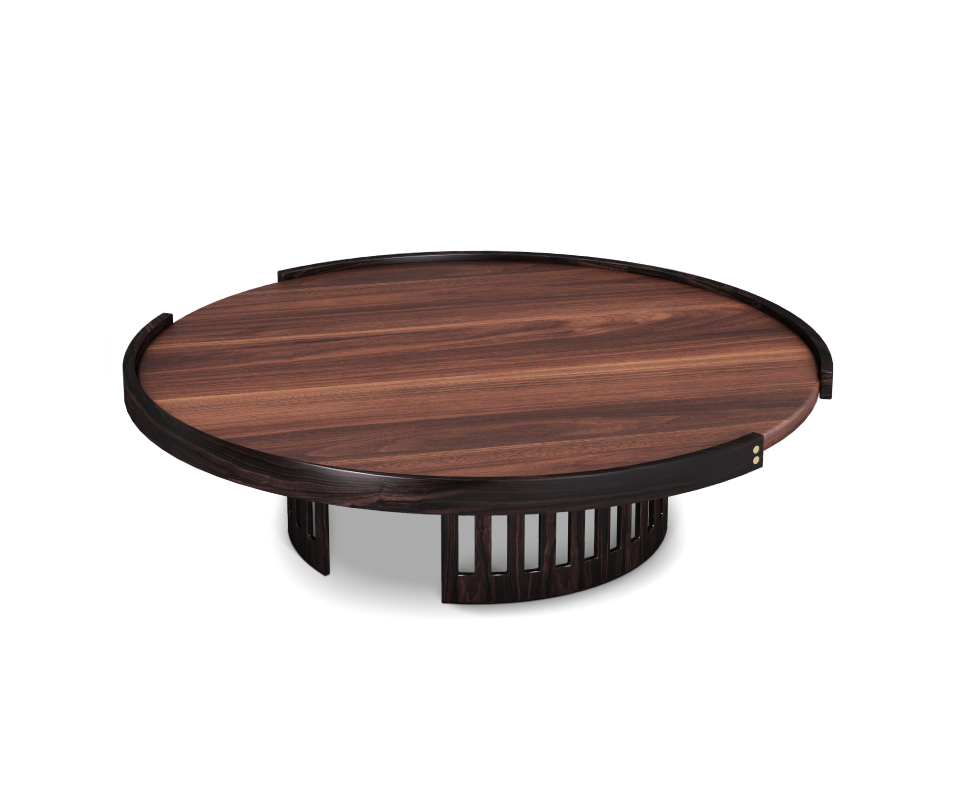 Richard Center Table in smoked walnut wood and oak