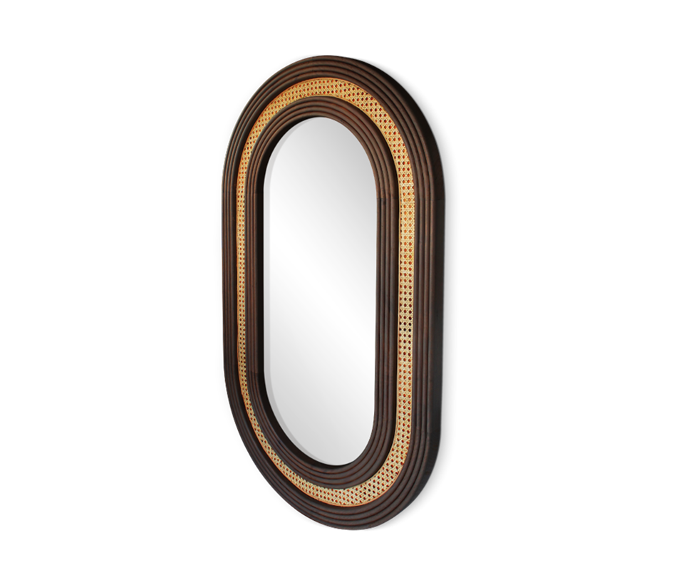 Hudson Wall Mirror with rattan