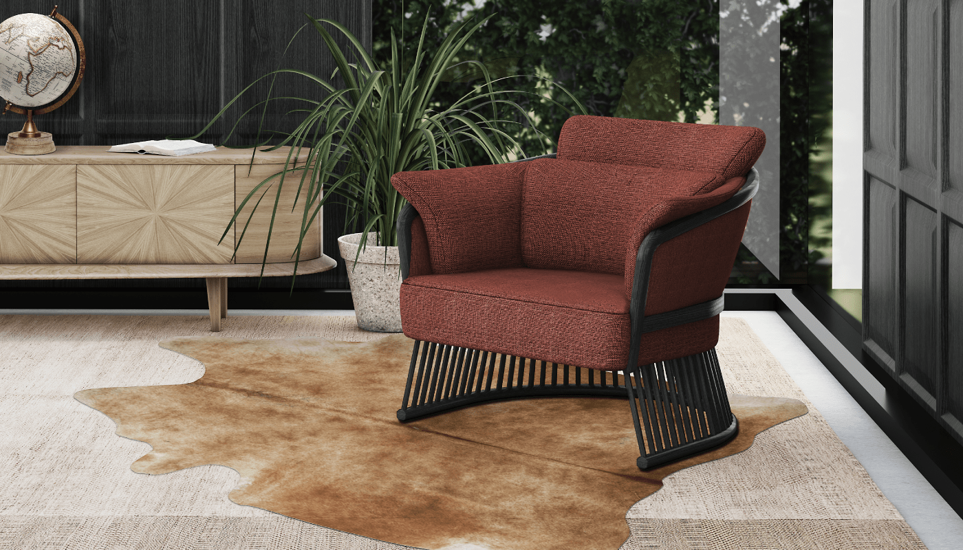 Johnson Armchair in red linen