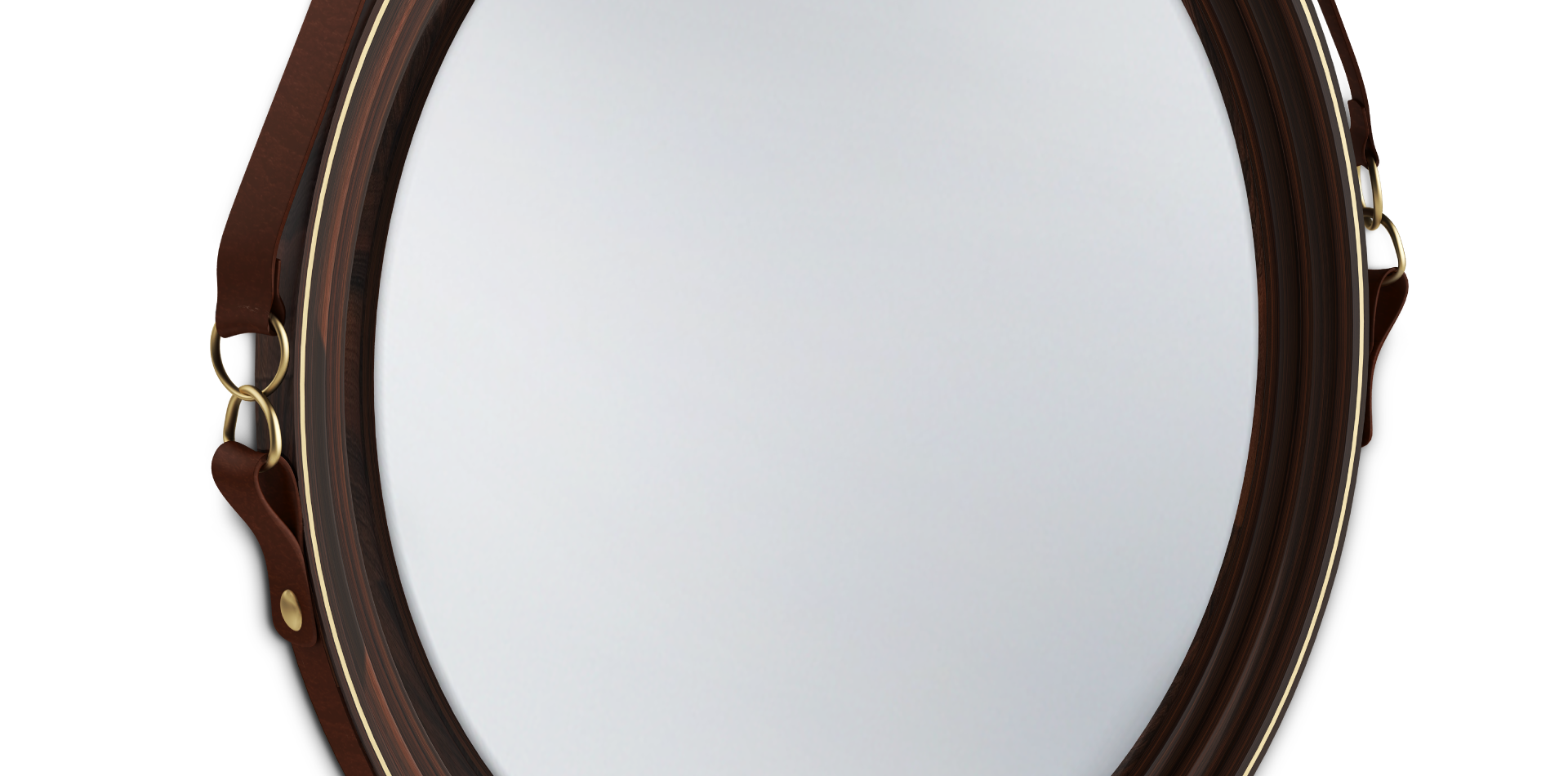 Reynolds Mirror handcrafted in walnut wood with genuine leather and brass