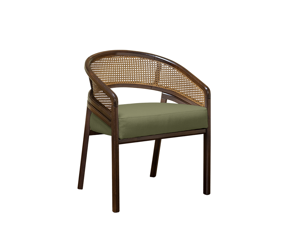 Spencer Dining Chair with green linen fabric