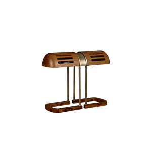 Turing Table Lamp crafted in smoked walnut wood with aged brass accents